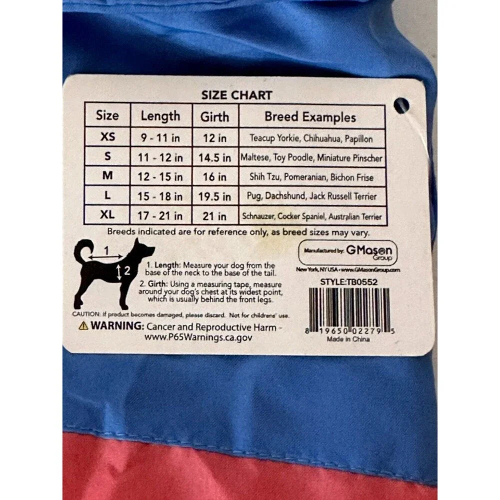 Blue Pink Dog Puffer Vest Size Medium – Lightweight Warm Pet Jacket